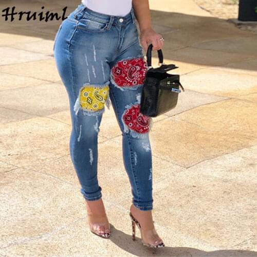 Denim Joggers Women Pants Fashion Patchwork Jeans Streetwear Women Mid Waist Skinny Pencil Pants Casual Long Trousers Autumn