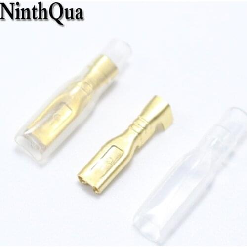 100sets Faston Crimp Terminal Female Connector With Transparent Sheath Inserted Spring 2.8 mm Self lock Plug Insulator