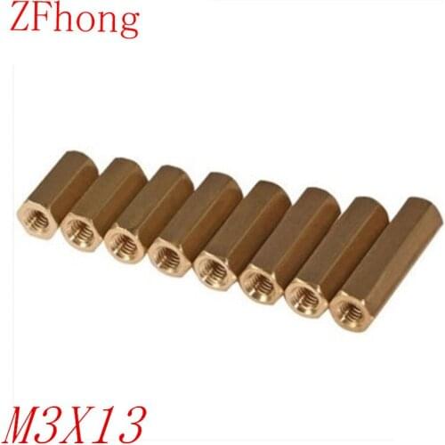 100PCS M3 Brass Hex Standoff M3 x 13 M3*13 Female to female Brass spacer standoff