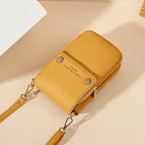 2021 Fashion Small Crossbody Bags Women Mini PU Leather Shoulder Messenger Bag For Girls Yellow Ladies Phone Purse Zipper Flap