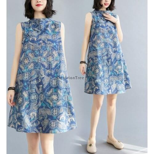 2021 women cotton cheongsam dress qipao elegant cheongsam chinnese style retro formal qipao elegant party dance costume qipao