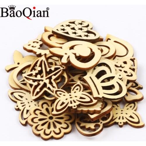 30pcs/lot Natural Wooden Scrapbook Handmade Creative Fashion Hollow Furniture Decoration Crafts Diy Children Stickers