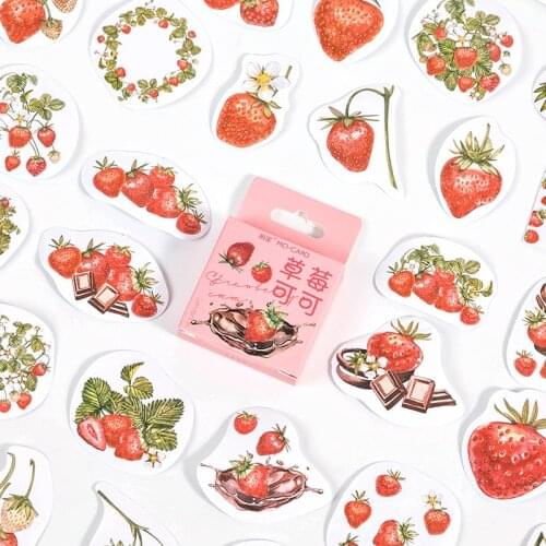 46 Pcs Kawaii Strawberry Series Sticker Strawberry Chocolate Washi Sticker Scrapbook Stickers For Diy Diary Albums Kids Gift