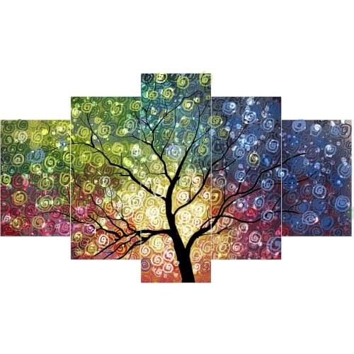 5 Panel Tree Canvas Art Oil Painting Print On Canvas Home Decor Artwork Wall Picture For Living Room Unframed Cuadros Tableaux
