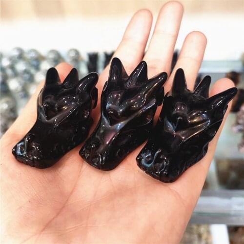 50pcs Wholesale Natural Small size natural obsidian dragon crystal skulls SQ