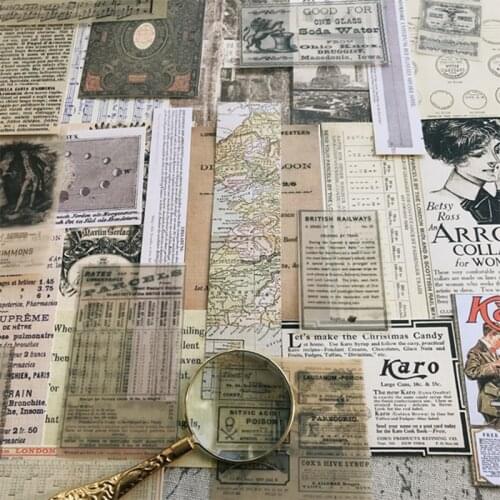 66PCS Vintage Mixed Material Package DIY Scrapbook Base Collage TAG. Mobile Diary Album Gift Decoration Photo Props