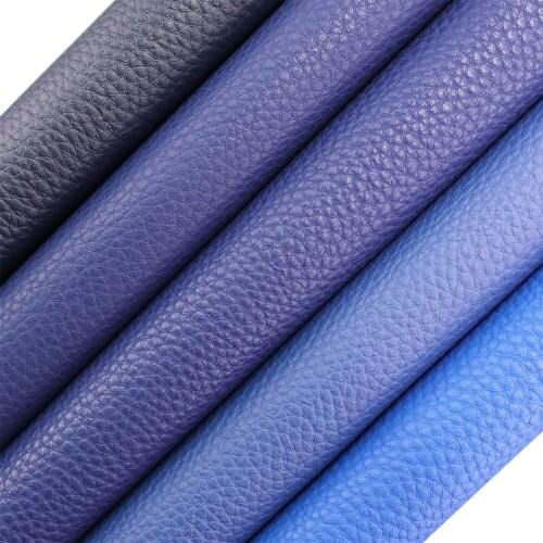 A4 Sheet Dark Blue Lychee Synthetic Sky Blue Litchi Faux Leather Fabric For Bows Earring Handbag DIY CN325