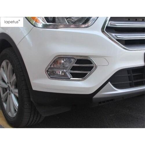 Lapetus Accessories For Ford Kuga / Escape 2017 2018 2019 Front Head Fog Lamp Lights Protector Molding Cover Kit Trim 2 Piece