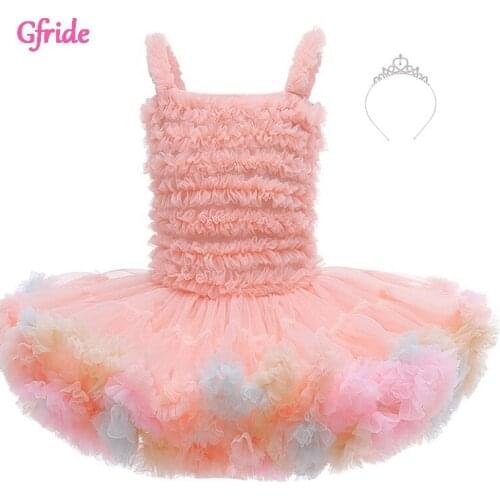 Infant Baby Girls Ballet Dance Tutu Dress Puff Cake Smash Dress 1 2 3 4 5 6 Year Kids Birthday Dress Newborn Baptism Dresses