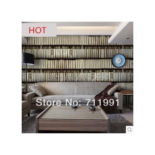 Free shipping custom bookcase modern fashion background wallpaper mural fresco living room bedroom den