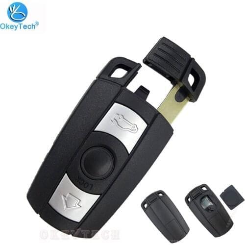 OkeyTech For BMW Remote Key Shell 3 Button Uncut Blade Replace Smart Car Card Fob Cover Case for BMW 1 3 5 6 Series E90 E91 E92