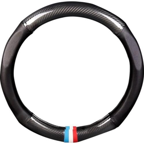 Super Carbon fiber Leather Steering Wheel Cover for Universal 15Inchs/38CM Car Steering Wheel Accessories Black