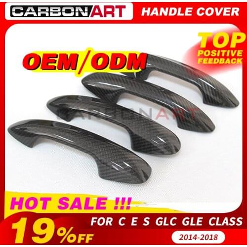 For MB C Class E S GLC GLE Coupe W205 LHD Carbon Fiber Door Handle Cover C180 C200 C250 C300 C350 C450 C43 C63 Car styling