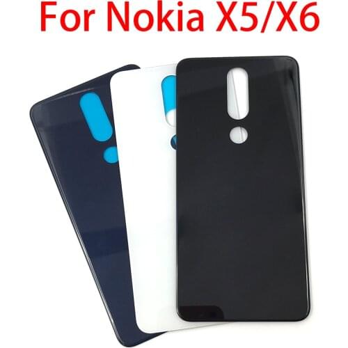 For Nokia 6.1 Plus X6 Back Battery Cover Glass For Nokia 5.1 Plus X5 Rear Housing Glass + Sticker