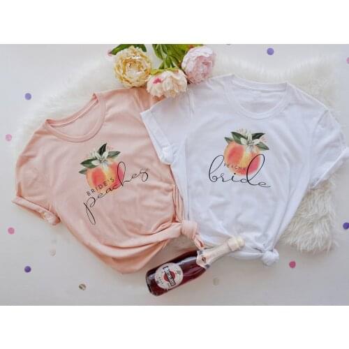 Peach Bachelorette T Shirts, Peachy Bride Brides Peaches Bridesmaid Gifts tees graphic pure cotton casual hipster tees art tops