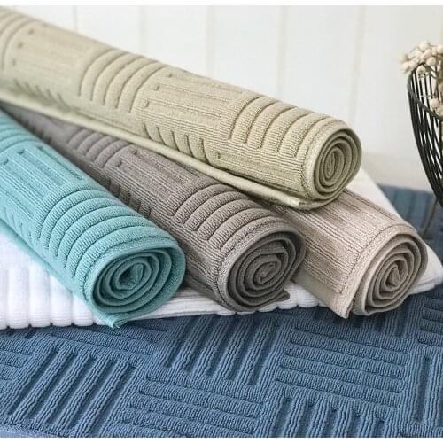 Hotel Cotton Bath Mat Luxury Home Bathroom Rugs and Carpets Striped Feet Towel Thick Doormat Water Absorb Shower Floor Mats