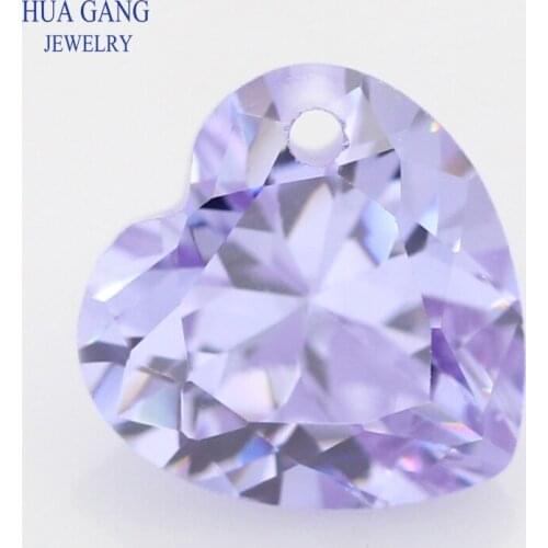 Single Hole AAAAA Heart Shape Lavender Cubic Zirconia Stone For Jewelry Making 4x4~12x12mm High Quality CZ