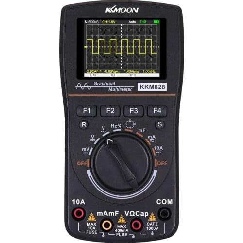 KKM828 Intelligent Graphical Digital Oscilloscope Multimeter 2in1 with 2.4 In Color Screen 1MHz 2.5Msps for DIY Electronic Test