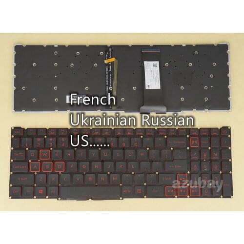 US French Ukrainian Russian Keyboard For Acer Aspire AN515-54 AN515-43 AN517-51 AN715-51, LG5P_N90BRL PK132K11A00 Red Backlit