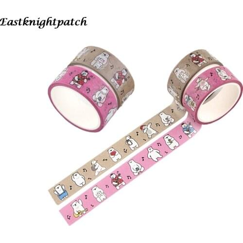 E2437 Cartoon Bear Washi Tape Adhesive Tape DIY Scrapbooking Sticker Label Masking Tape Student Stationery Gift