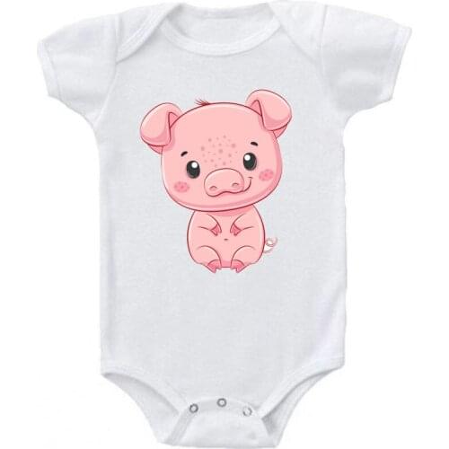 Cute Pig Print Baby Short Sleeve Jumpsuit 2021 New Caasual Farm Animal Girl Boy Rompers Newborn Baby Clothes For Gifts