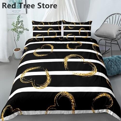 Luxury 2/3pcs Bedding Set Geometry Style Home Textile Lattic Stripe Digital Print Quilt Cover 2/3pcs Duvet Cover and pillow case