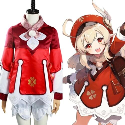 Game Genshin Impact - Klee Cosplay Costume Coat Hat Outfits Halloween Carnival Suit