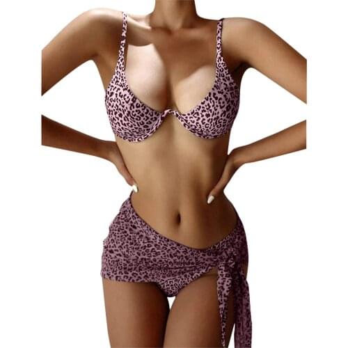 Sexy Leopard Print Swimsuit 3pieces Mesh Bikini Set Triangle Micro Bikini String Swimwear Women Low Waist Bathing Suit New #G3