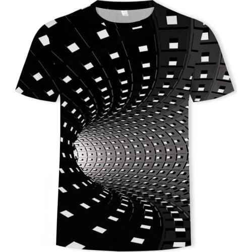 2021 hot sale summer three-dimensional spatial sense 3D mens T-shirt short-sleeved fashion casual running fitness top