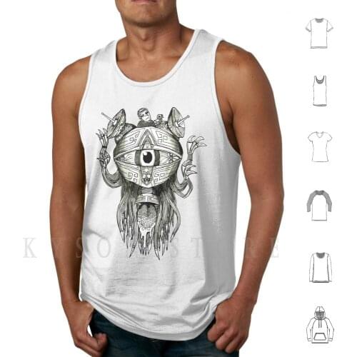 The Eye Tank Tops Vest 100% Cotton Eye Black White Fine Line Fantasy Tattoo Steam Punk