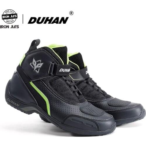 Motorcycle Leather Boots Men Summer Breathable Moto Boots Motocross Off-Road Racing Boots Motorbike Riding Biker Boots Black