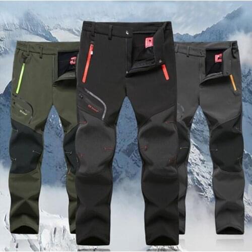 Oversized Men Softshell Fleece Hiking Pants With Velvet Women Winter Trekking Fish Camp Climb Ski Warm Travel Outdoor Trousers