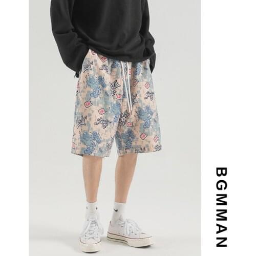 Men Casual Shorts Printed Summer Loose Chic Knee Length Plus Size 5XL Mens Korean Style Harajuku