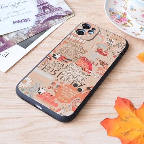 For iPhone Vintage Collage Print Soft Matt Apple iPhone Case