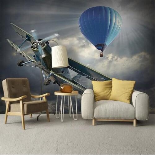 Milofi custom non-woven wallpaper mural HD simple hot air balloon plane living room bedroom background wall