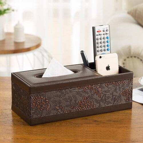 PU Napkin Holder Desktop Storage Box Office Tissue Box For Living Room Table Organizer Storage