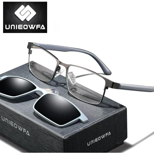 Optical Prescription Glasses Men Multifocal Progressive Eyeglasses Men Bifocal Myopia Polarized Magnet Clip Sunglasses Men Clear
