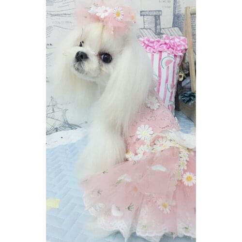 Pet Cat Dog Black/Pink Necklace Lace Flower Collar Princess Dog Hair Clip For Puppy Necklace Lace Collar Dog Accessories