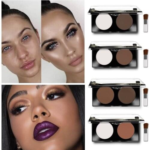2 Color Face Highlighter Bronzer Powder Palette Face Contour Corrector Concealer Power Makeup Whitening Brighten Cosmetic T0770