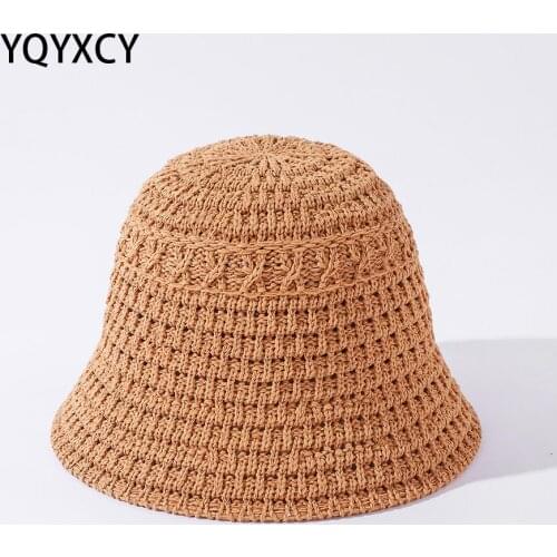 YQYXCY Bucket Hat Women Summer Spring Hollow Solid Color Breathable Sunshade Outdoor Fisherman Cap Vintage Korean New 2021