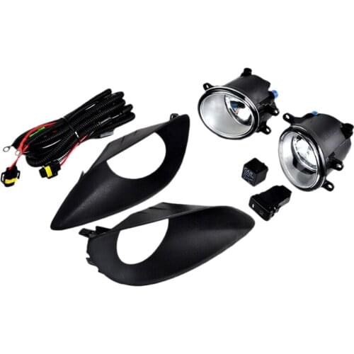 Pair Clear Fog Lights Halogen Lamps Cover Switch Wring for Toyota Vios Yaris 2007-2012 Sedan 4 Door