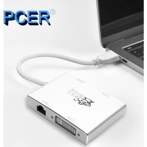 PCER USB HDMI VGA DVI LAN HUB 2.0 DOCKING STATION DONGLE Adapter Converter for Computer Laptop Mouse Keyboard USB3.0
