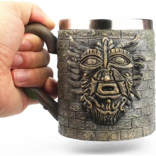 Tribal Sheikhs Elders Stainless Steel Resin 3D Beer Mug Goblet Game Tankard Coffee Cup Wine Glass Mugs 450ml BEST GOT Gift