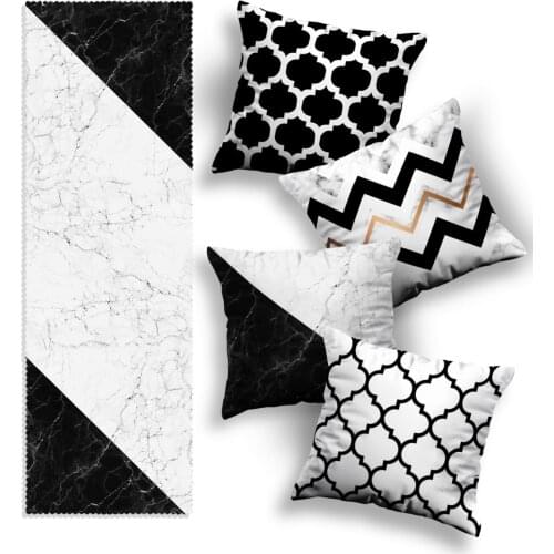 Pillow case 4'lü Special Design Pillow decorate Case and Runner Set seat mounted dining table top stylish convenient