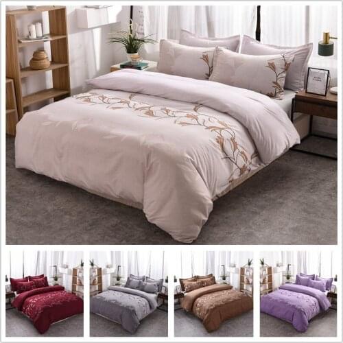 Simple Plain Printing Quilt Cover and Pillowcase Bedding Three-Piece Set Bedding Printing Quilt Cover Bed Duvet Quilt Cover Sets