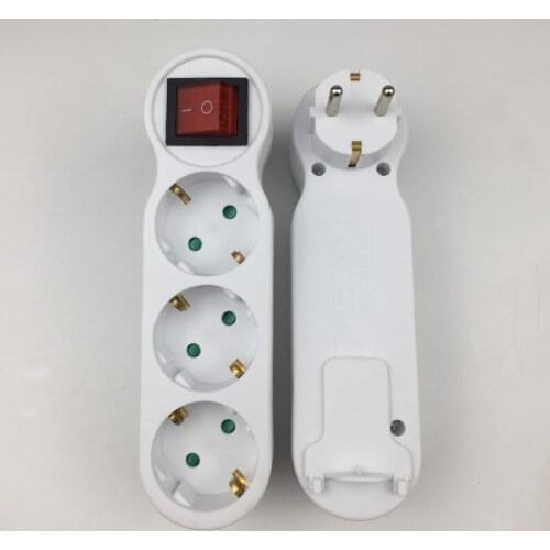 Socket European German Standard Three Expansion Socket With Switch EU Plug One To Three Conversion Plug Converter Hot