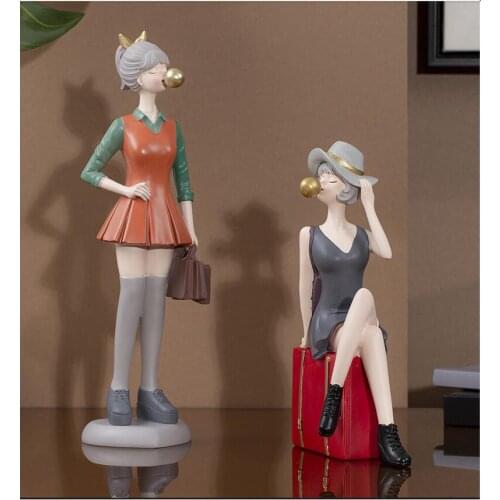 Nordic Modern Bubble Girl Resin Ornamennt Birthday Gift Home Livingroom Desktop Figurines Decoration Cafe Table Sculpture Crafts