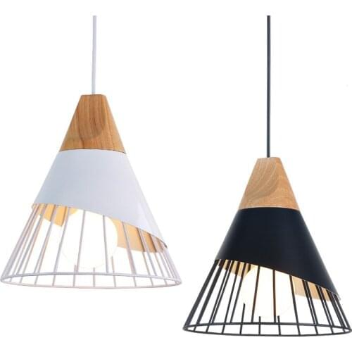 Modern Pendant Lamp E27 Pendant Lights Wood For Bedroom Hanging Lamp Nordic Aluminum Lampshade LED Bulb Kitchen Light