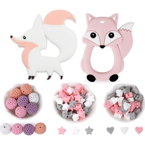 TYRY.HU Teether Silicone Beads Pastel Pink Food Grade Silicone Teething Necklace Baby Teether