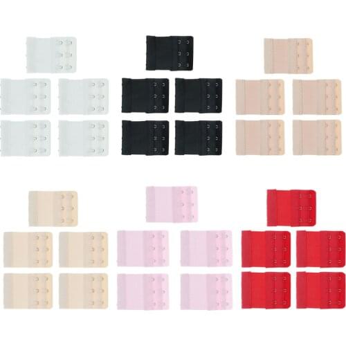 5pcs Elastic Bra Extender Strap 3 Hook Adjustable Bra Extension Replacement Underwear Extension Clothing Accessories